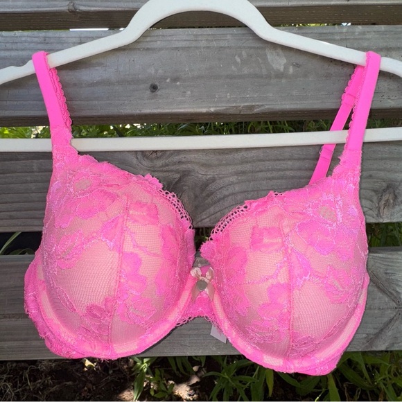 Victoria’s Secret 32D Pink Padded Perfect Coverage with Pink Lace - Picture 1 of 12